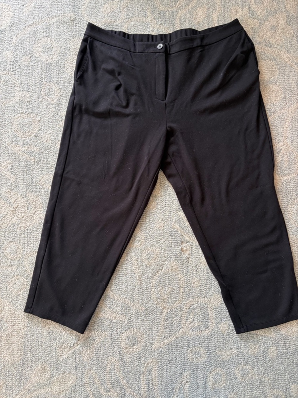 Eileen Fisher Black Pull-On Wide-Leg Capri Pants
